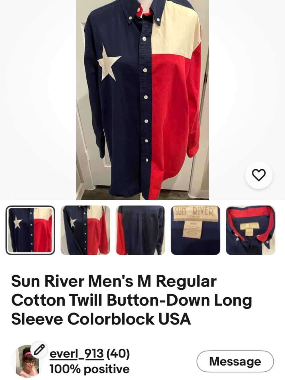 Men's Colorblock USA Button-Down Shirt Jacket - Navy/Red/Cream